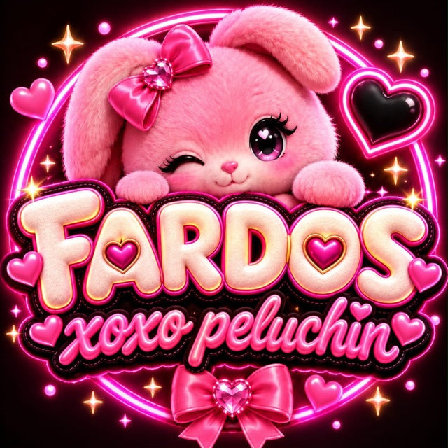 Fardos XOXO Peluchín: conejito rosado guiñando el ojo con corazones y moños